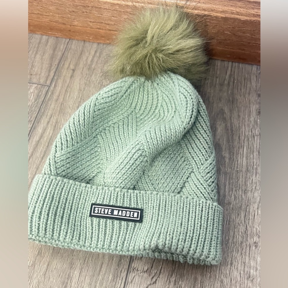 Steve Madden Sage Knit Hat with Pom-Pom